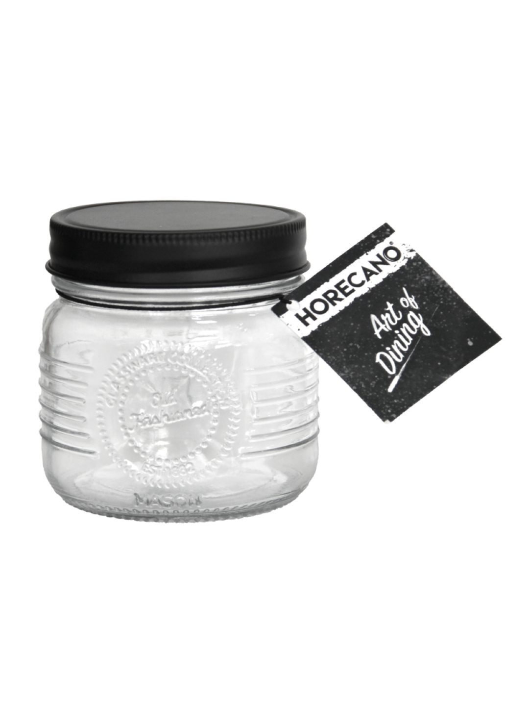 OLD FASHIONED-Буркан с метална винтова ЧЕРНА капачка 250ml (212957-BL-SS4)