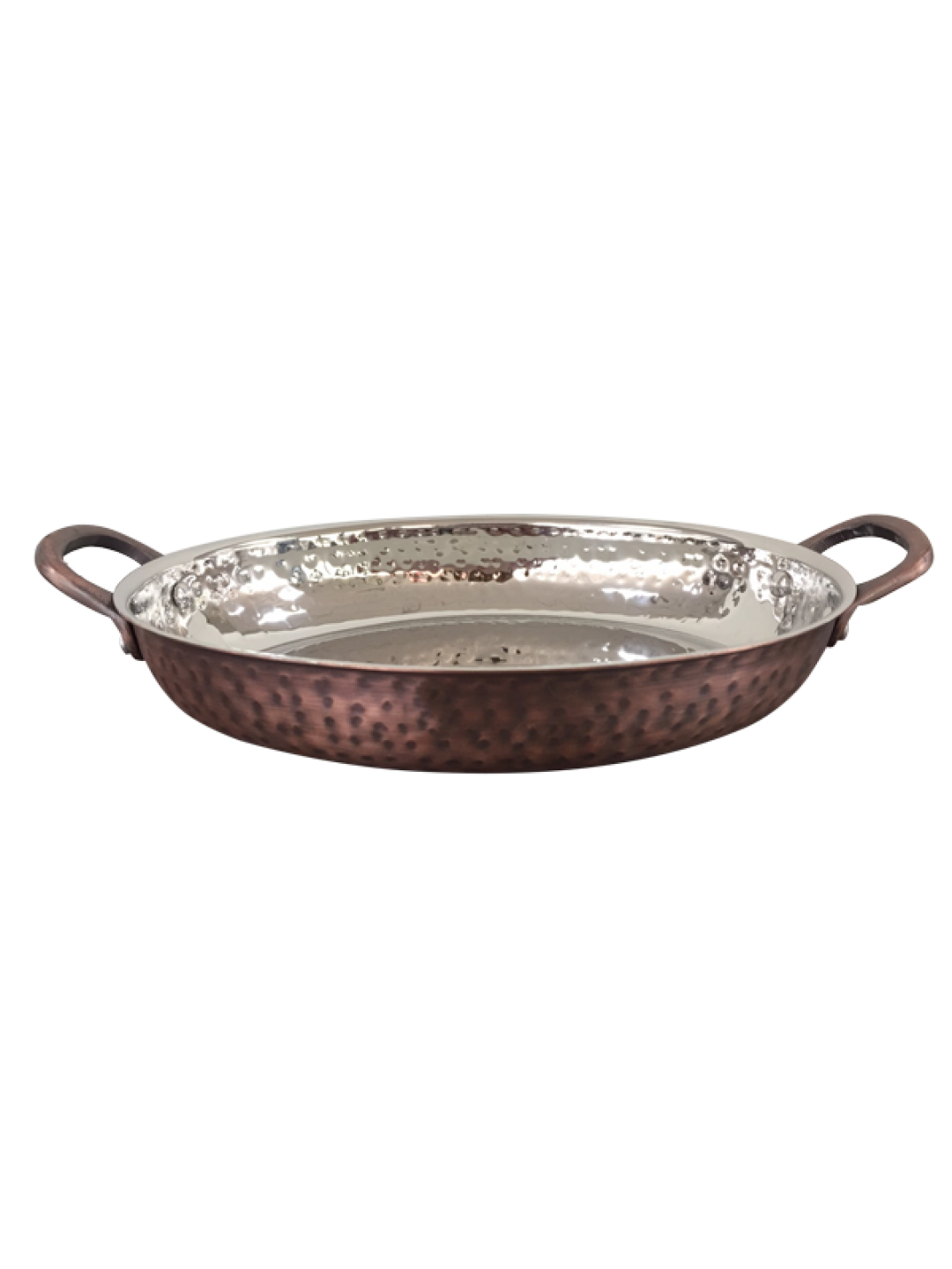 ANTIQUE-Oвална шола с релеф и медно покритие с две дръжки (25x15.75x5cm) - 700ml (SG-86210(C)
