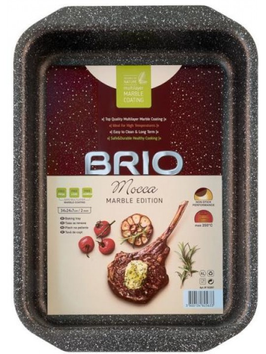 BRIO Mocca - Marble Edition - Тава с незалепващо покритие, правоъгълна - 35.5/24.8/6.2см -2.0mm
