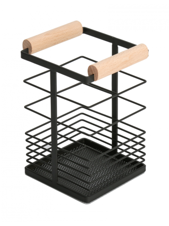 G-MATT BLACK-Поставка за прибори с дървени дръжки 10x10xh15.5cm (23256-003)