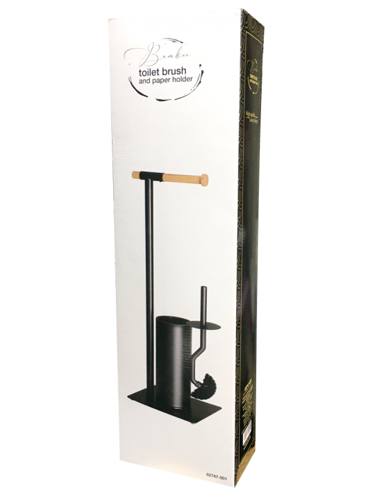 G-Метална стойка за тоалетна хартия и WC четка ЧЕРЕН МАТ 21x18xh67cm (82747-001)