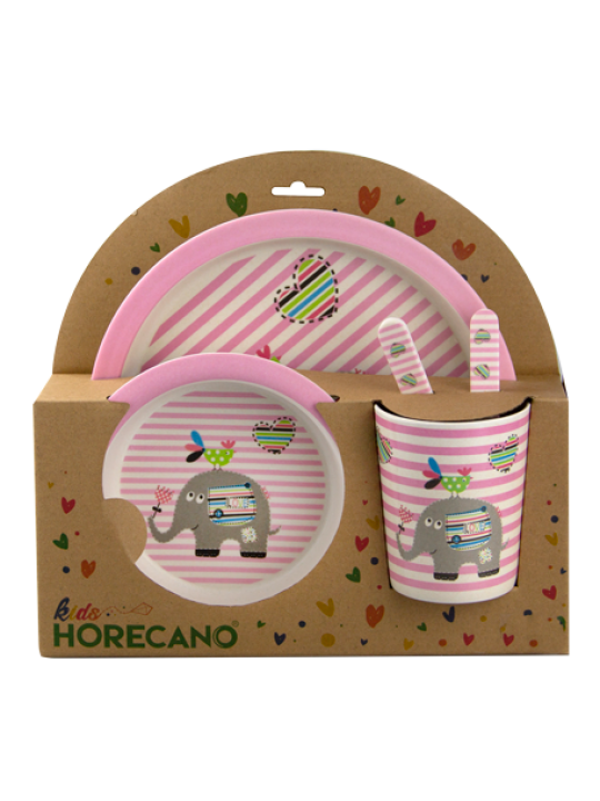 HORECANO KIDS-Детски сервиз за хранене 5 части с кръгла чиния "СЛОНЧЕ" (006-3)