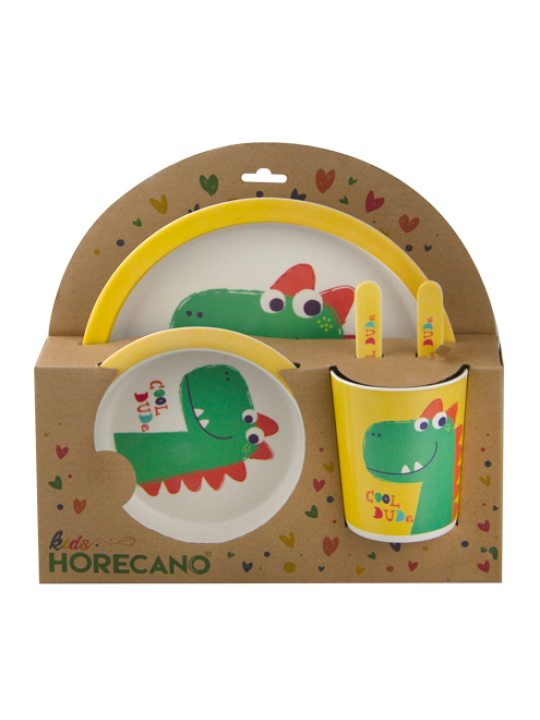 HORECANO KIDS-Детски сервиз за хранене 5 части с кръгла чиния "ДИНОЗАВЪР" (006-4)
