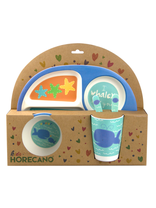 HORECANO KIDS-Детски сервиз за хранене 5 части със заоблена четирисексионна чиния "ОКЕАН" (010-4)
