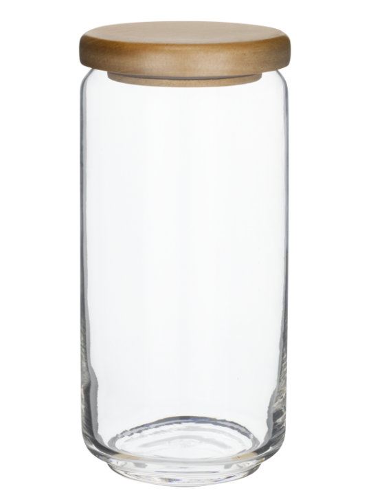 OCEAN-Стъклен буркан с дървен капак 1000ml Ø9.2xh19.3cm (5B02536G0001)
