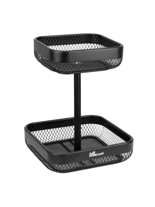 HORECANO HOME-Щендер с две нива КВАДРАТ 17x17/21x 28cm MATT BLACK (KM018A)