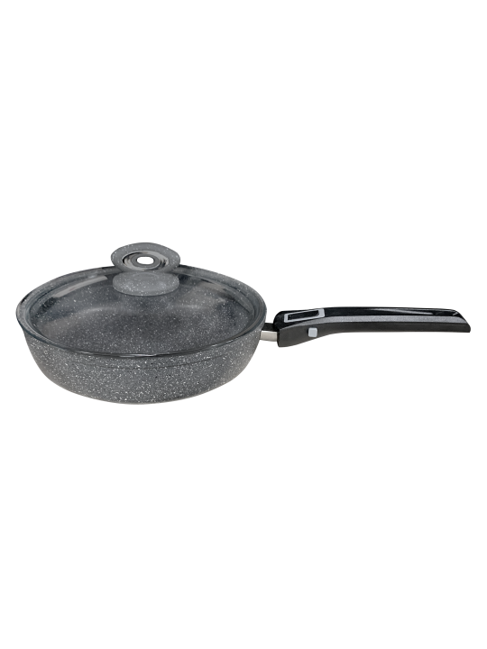 HR-GRANITE-GREY-Тиган с подвижна дръжка и стъклен капак  Ø26xh6cm (ETVCKK0326018)