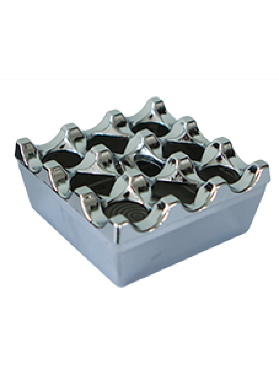 Ветроустойчив алуминиев пепелник квадрат 8x8xh4cm ХРОМ