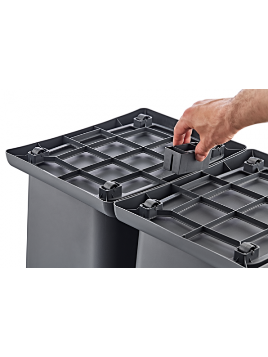 HORECANO-К-кт от 3 коша x40L за разделно сметосъбиране - СИВО 36.5x85.5x55.5cm (TRN-198) HORECANO-К-кт от 3 коша x40L за разделно сметосъбиране - СИВО 36.5x85.5x55.5cm (TRN-198)