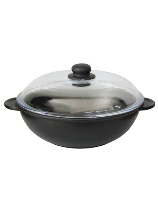 ИТ-64.32 + 70.32 Тава WOK с две дръжки и стъклен капак Ø32xh11/20cm