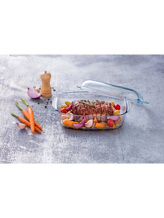 "PYREX - ESSENTIALS SLEEVE - Тенджера с капак - правоъгълна с дръжки - 33x19x13см - 465A000/7144 