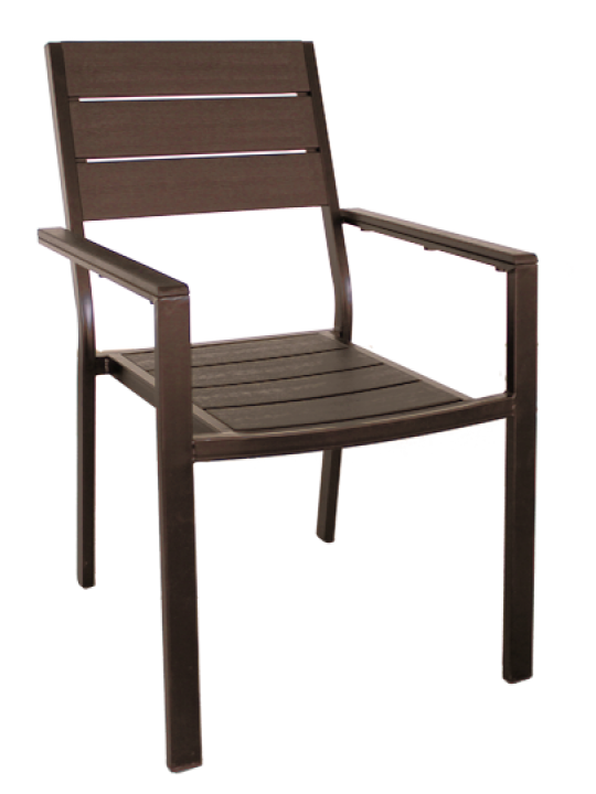TB-Стол с подлакътник PLASTIC WOOD-КАФЯВ 58x55.5xh88.5cm(YC051) 