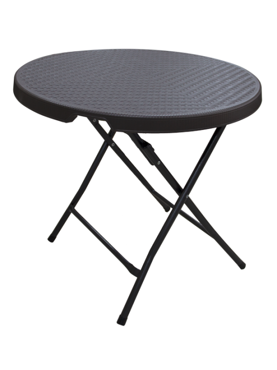 TB-Кръгла сгъваема маса ф60xh74cm POLYRATTAN  КАФЯВА (RZY-60)