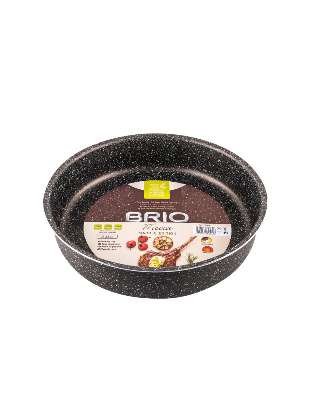 BRIO Mocca - Marble Edition - Тава с незалепващо покритие, кръгла - 28см, 2,2мм