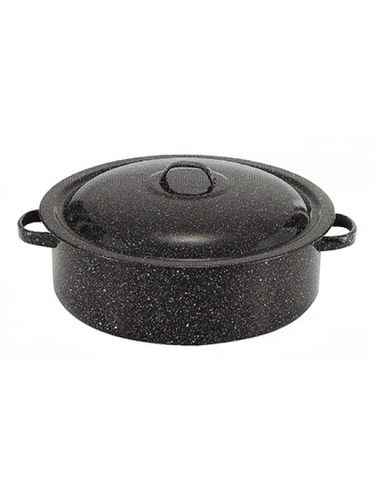 РЯ-Тава кръг с дръжки Ø48xh16cm 28L С КАПАК - ЧЕРНА (1515+39/48)
