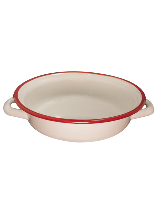 RETRO-Тава за готвене с дръжки 18cm КРЕМ/ЧЕРВЕНО (042/18 1+1)