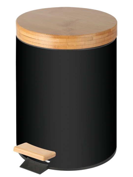 HORECANO HOME-Кош с педал и бамбуков капак 12L ЧЕРЕН Ø25xh38cm (78648-HF002-B)
