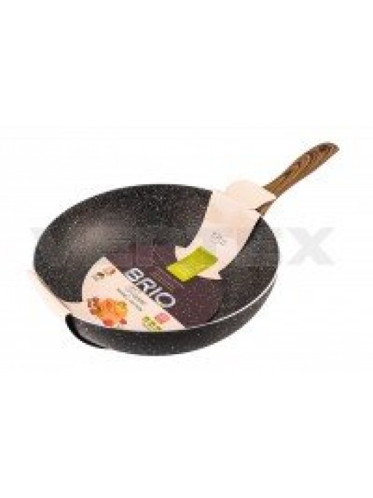 BRIO Mocca - Marble Edition - Тиган WOK с незалепващо покритие, индукционен - 24см