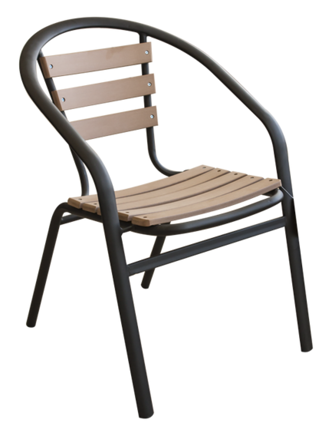 PLASTIC WOOD NATURAL - Стол с подлакътник 52x56x73cm. (604)