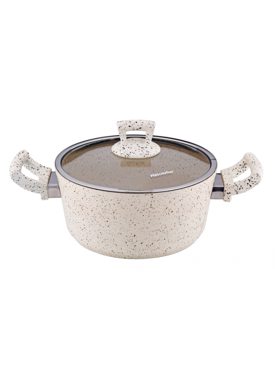 HR-GRANITE-КРЕМ-Тенджера 22х10.5см-4л.ДЪЛБОКА(9556.007)